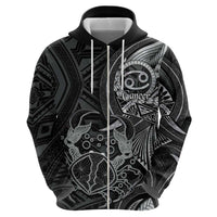 Personalised Polynesia Zodiac Cancer Zip Hoodie Galaxy Polynesian Pattern Chest Tattoo Style LT14 - Polynesian Pride