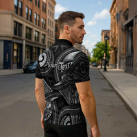 Personalised Polynesia Zodiac Cancer Zipper Polo Shirt Galaxy Polynesian Pattern Chest Tattoo Style