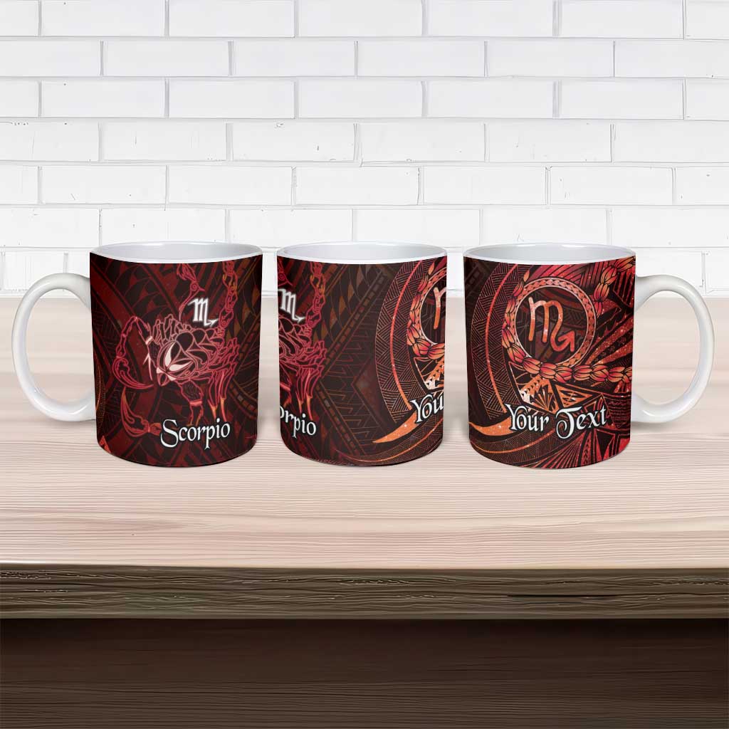 Personalised Polynesia Zodiac Scorpio Ceramic Mug Galaxy Polynesian Pattern Chest Tattoo Style