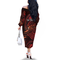 Personalised Polynesia Zodiac Scorpio Family Matching Off The Shoulder Long Sleeve Dress and Hawaiian Shirt Galaxy Polynesian Pattern Chest Tattoo Style LT14 - Polynesian Pride