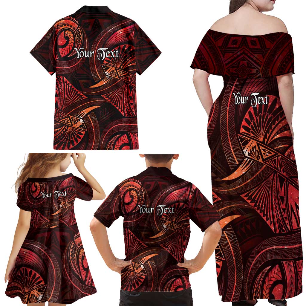 Personalised Polynesia Zodiac Scorpio Family Matching Off Shoulder Maxi Dress and Hawaiian Shirt Galaxy Polynesian Pattern Chest Tattoo Style LT14 - Polynesian Pride