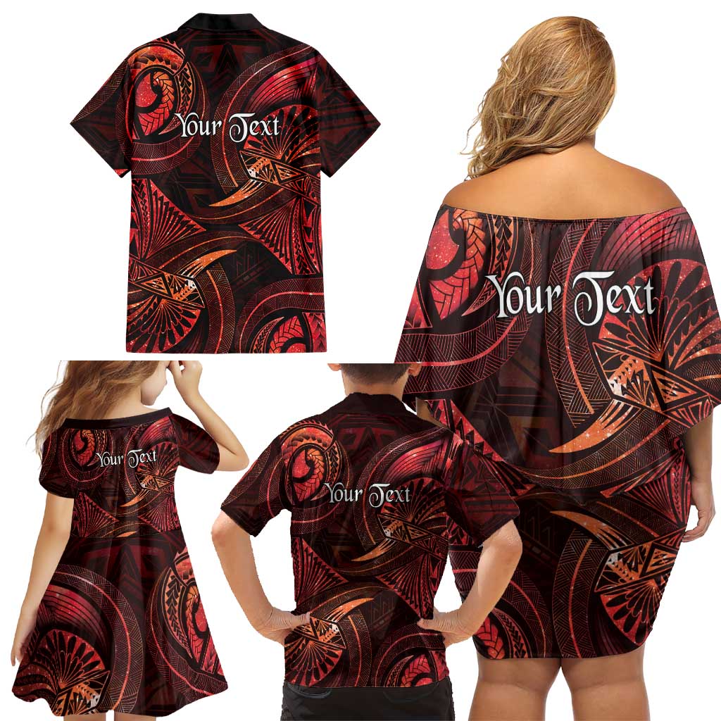 Personalised Polynesia Zodiac Scorpio Family Matching Off Shoulder Short Dress and Hawaiian Shirt Galaxy Polynesian Pattern Chest Tattoo Style LT14 - Polynesian Pride