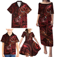 Personalised Polynesia Zodiac Scorpio Family Matching Puletasi and Hawaiian Shirt Galaxy Polynesian Pattern Chest Tattoo Style
