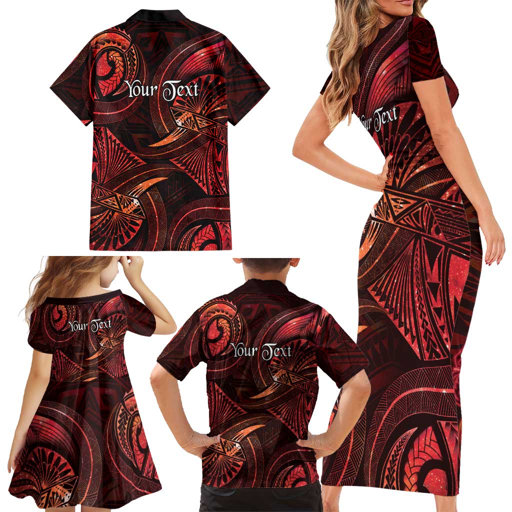 Personalised Polynesia Zodiac Scorpio Family Matching Short Sleeve Bodycon Dress and Hawaiian Shirt Galaxy Polynesian Pattern Chest Tattoo Style LT14 - Polynesian Pride