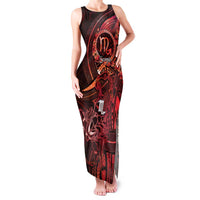 Personalised Polynesia Zodiac Scorpio Family Matching Tank Maxi Dress and Hawaiian Shirt Galaxy Polynesian Pattern Chest Tattoo Style LT14 Mom's Dress Red - Polynesian Pride