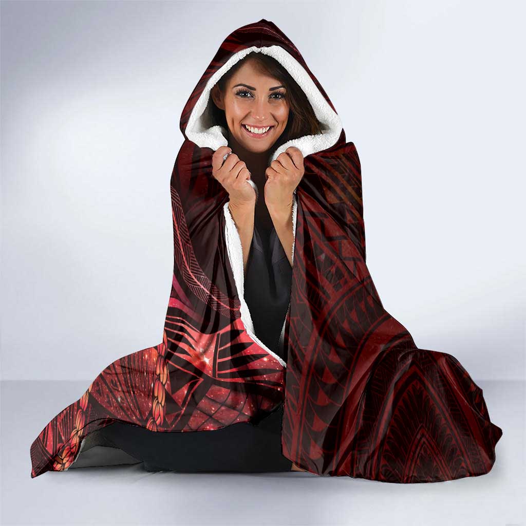 Personalised Polynesia Zodiac Scorpio Hooded Blanket Galaxy Polynesian Pattern Chest Tattoo Style