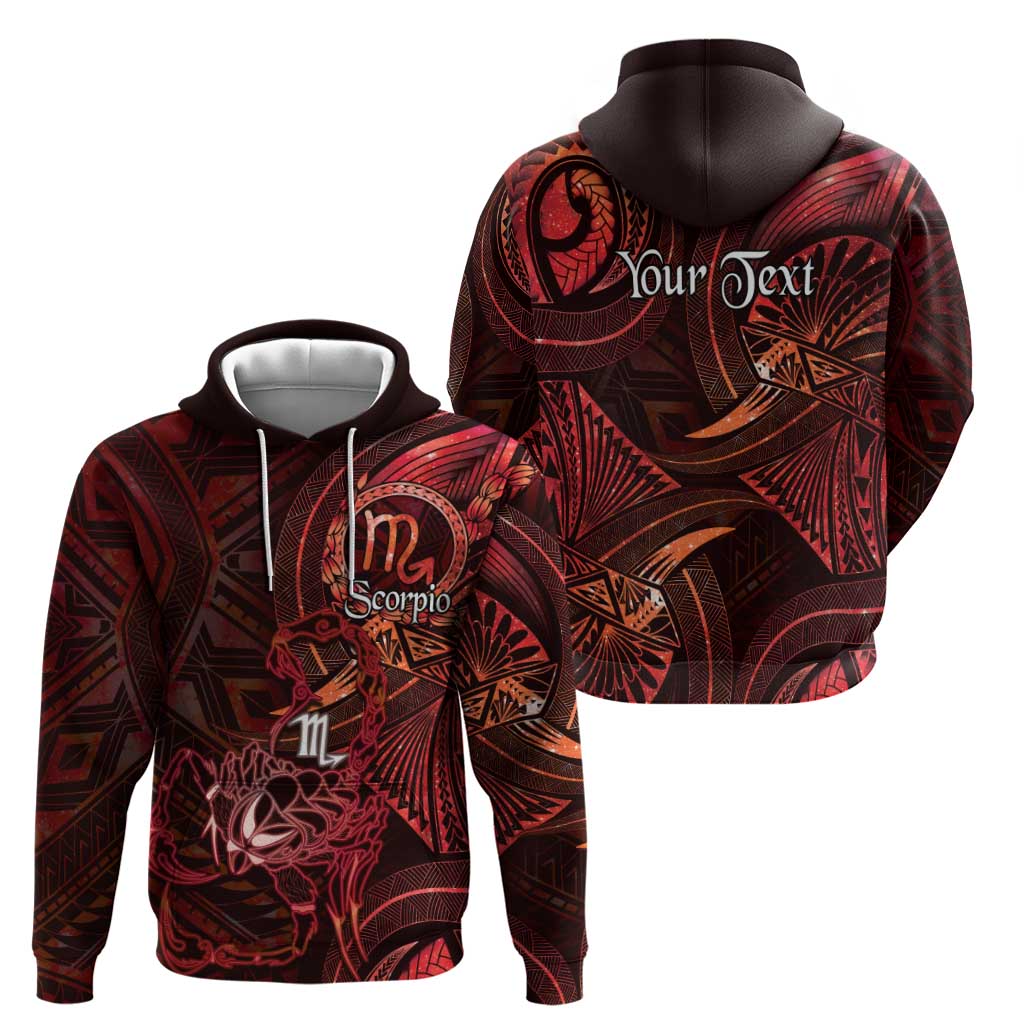 Personalised Polynesia Zodiac Scorpio Hoodie Galaxy Polynesian Pattern Chest Tattoo Style