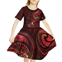 Personalised Polynesia Zodiac Scorpio Kid Short Sleeve Dress Galaxy Polynesian Pattern Chest Tattoo Style LT14 - Polynesian Pride