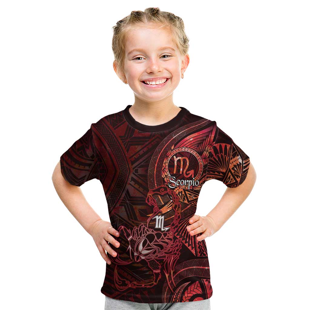 Personalised Polynesia Zodiac Scorpio Kid T Shirt Galaxy Polynesian Pattern Chest Tattoo Style