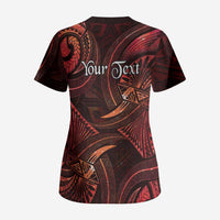 Personalised Polynesia Zodiac Scorpio Scrub Top Galaxy Polynesian Pattern Chest Tattoo Style