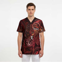 Personalised Polynesia Zodiac Scorpio Scrub Top Galaxy Polynesian Pattern Chest Tattoo Style