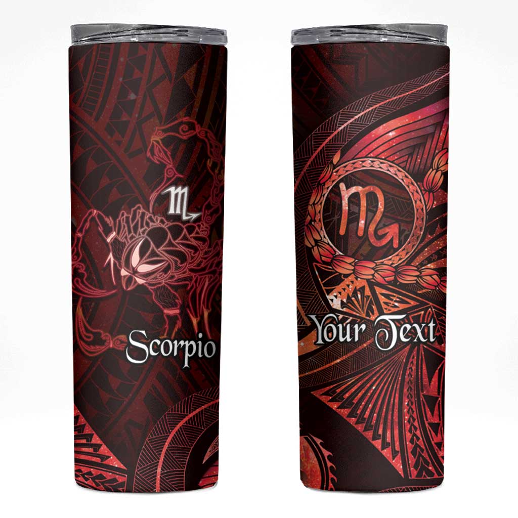 Personalised Polynesia Zodiac Scorpio Skinny Tumbler Galaxy Polynesian Pattern Chest Tattoo Style