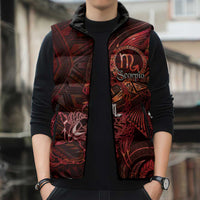 Personalised Polynesia Zodiac Scorpio Sleeveless Puffer Jacket Galaxy Polynesian Pattern Chest Tattoo Style