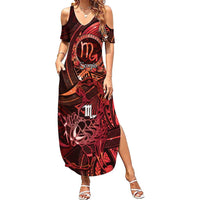 Personalised Polynesia Zodiac Scorpio Summer Maxi Dress Galaxy Polynesian Pattern Chest Tattoo Style