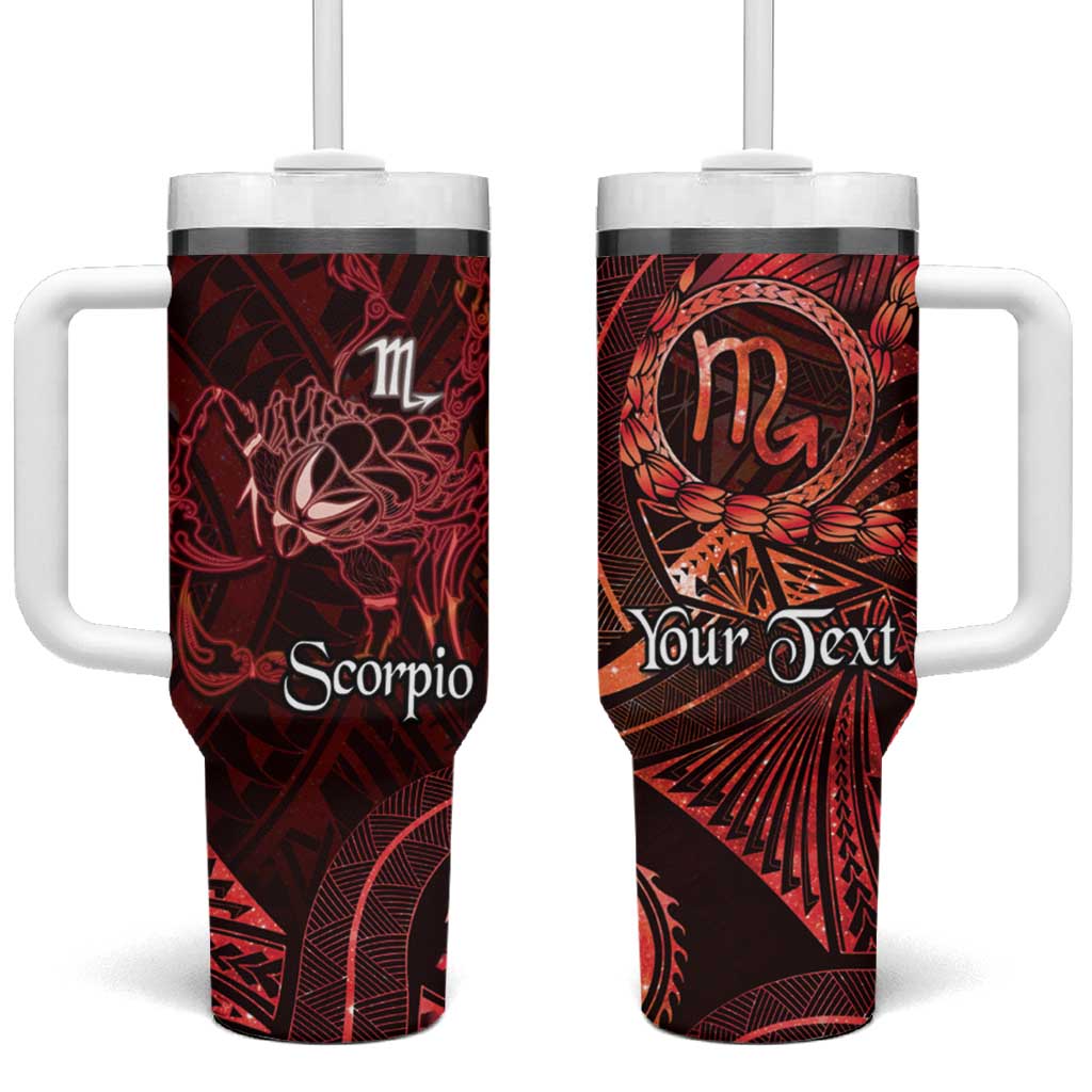 Personalised Polynesia Zodiac Scorpio Tumbler With Handle Galaxy Polynesian Pattern Chest Tattoo Style