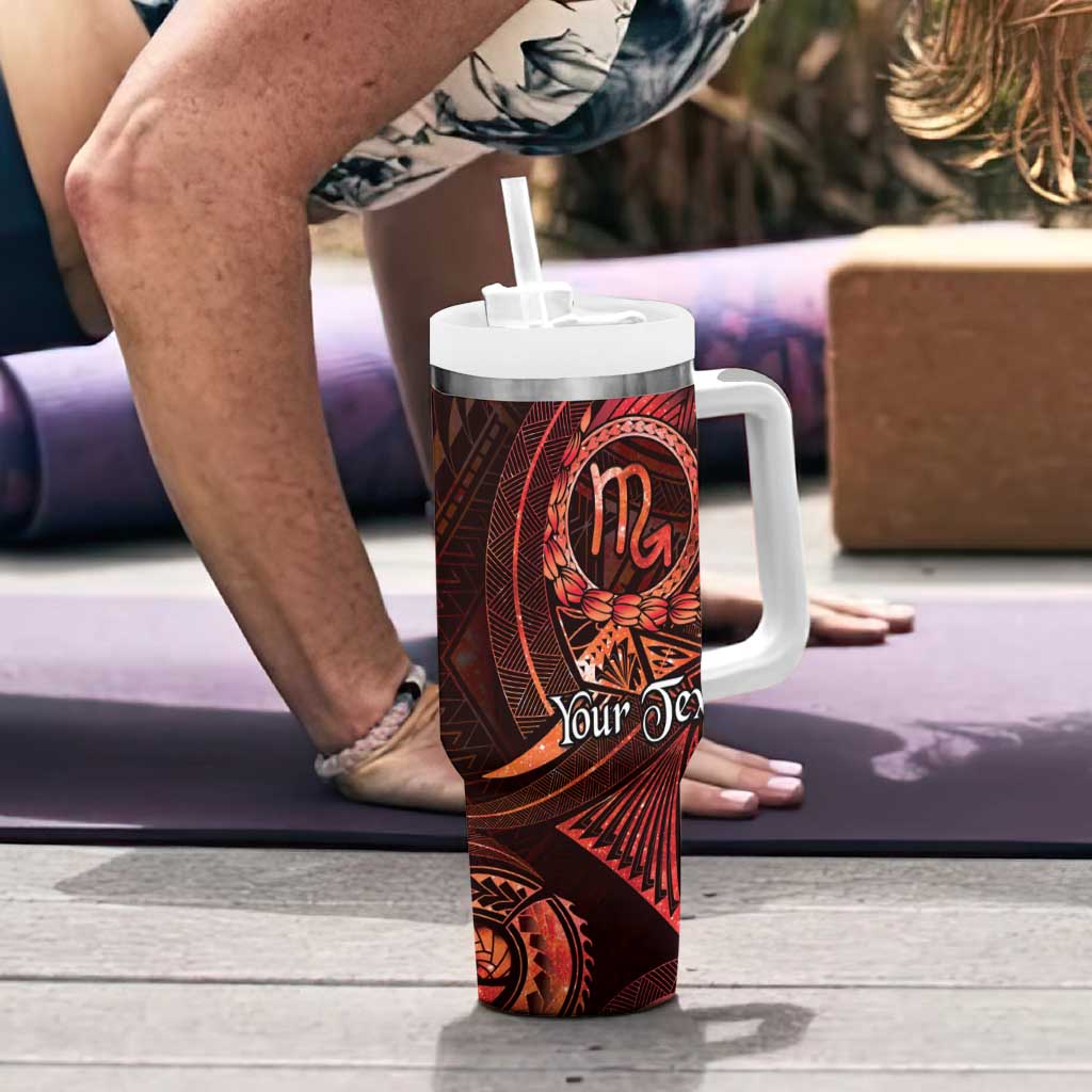 Personalised Polynesia Zodiac Scorpio Tumbler With Handle Galaxy Polynesian Pattern Chest Tattoo Style