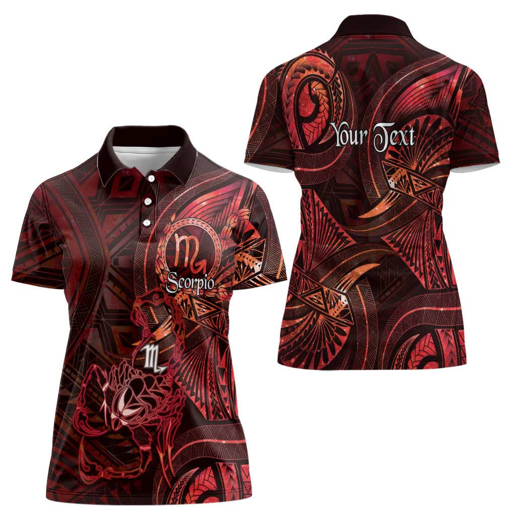 Personalised Polynesia Zodiac Scorpio Women Polo Shirt Galaxy Polynesian Pattern Chest Tattoo Style