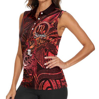 Personalised Polynesia Zodiac Scorpio Women Sleeveless Polo Shirt Galaxy Polynesian Pattern Chest Tattoo Style LT14 - Polynesian Pride