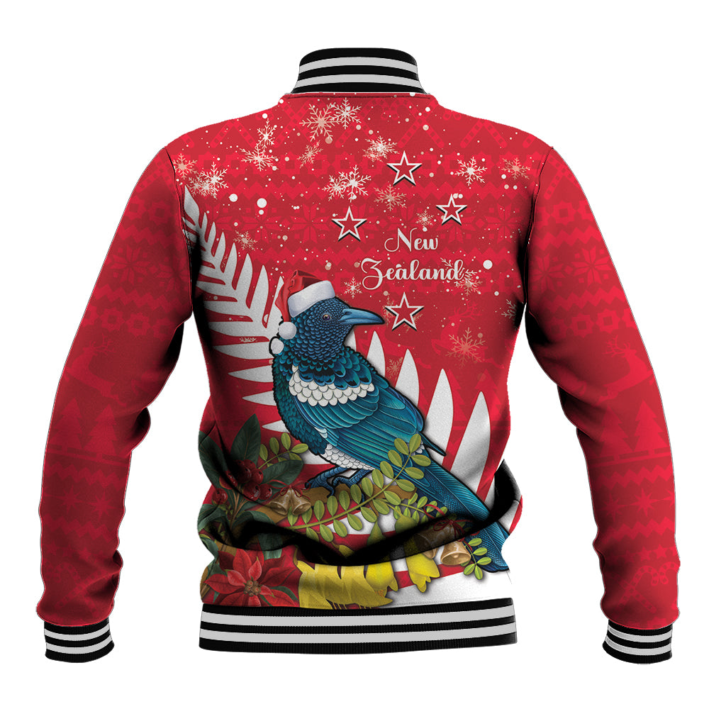 New Zealand Christmas In July Baseball Jacket Tui Bird With Kowhai Meri Kirihimete LT14 - Polynesian Pride
