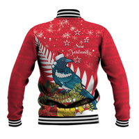 New Zealand Christmas In July Baseball Jacket Tui Bird With Kowhai Meri Kirihimete LT14 - Polynesian Pride