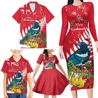 New Zealand Christmas In July Family Matching Long Sleeve Bodycon Dress and Hawaiian Shirt Tui Bird With Kowhai Meri Kirihimete LT14 - Polynesian Pride
