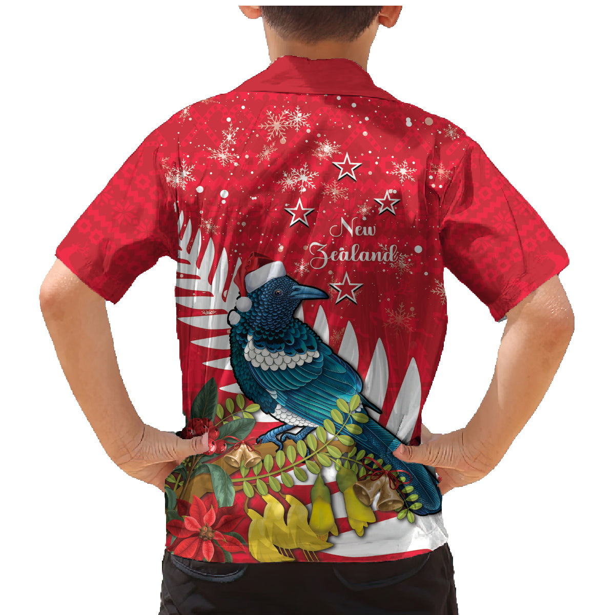 New Zealand Christmas In July Family Matching Mermaid Dress and Hawaiian Shirt Tui Bird With Kowhai Meri Kirihimete LT14 - Polynesian Pride
