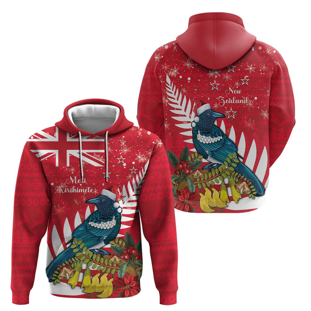 New Zealand Christmas In July Hoodie Tui Bird With Kowhai Meri Kirihimete LT14 - Polynesian Pride