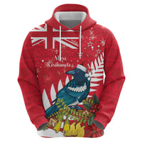 New Zealand Christmas In July Hoodie Tui Bird With Kowhai Meri Kirihimete LT14 - Polynesian Pride
