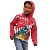 New Zealand Christmas In July Kid Hoodie Tui Bird With Kowhai Meri Kirihimete LT14 - Polynesian Pride