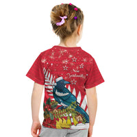 New Zealand Christmas In July Kid T Shirt Tui Bird With Kowhai Meri Kirihimete LT14 - Polynesian Pride