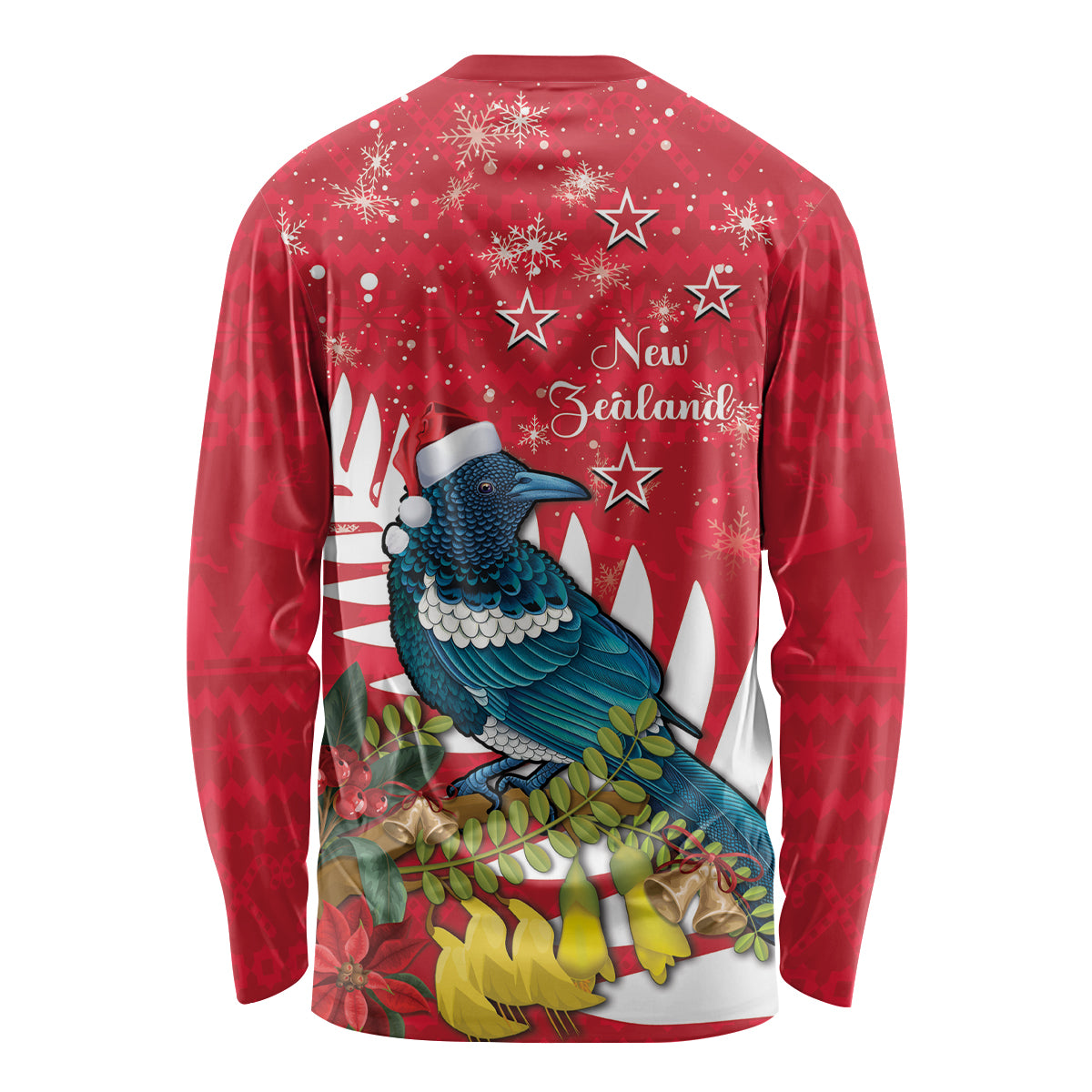 New Zealand Christmas In July Long Sleeve Shirt Tui Bird With Kowhai Meri Kirihimete LT14 - Polynesian Pride