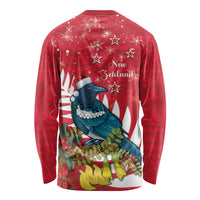 New Zealand Christmas In July Long Sleeve Shirt Tui Bird With Kowhai Meri Kirihimete LT14 - Polynesian Pride