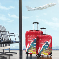 New Zealand Christmas In July Luggage Cover Tui Bird With Kowhai Meri Kirihimete