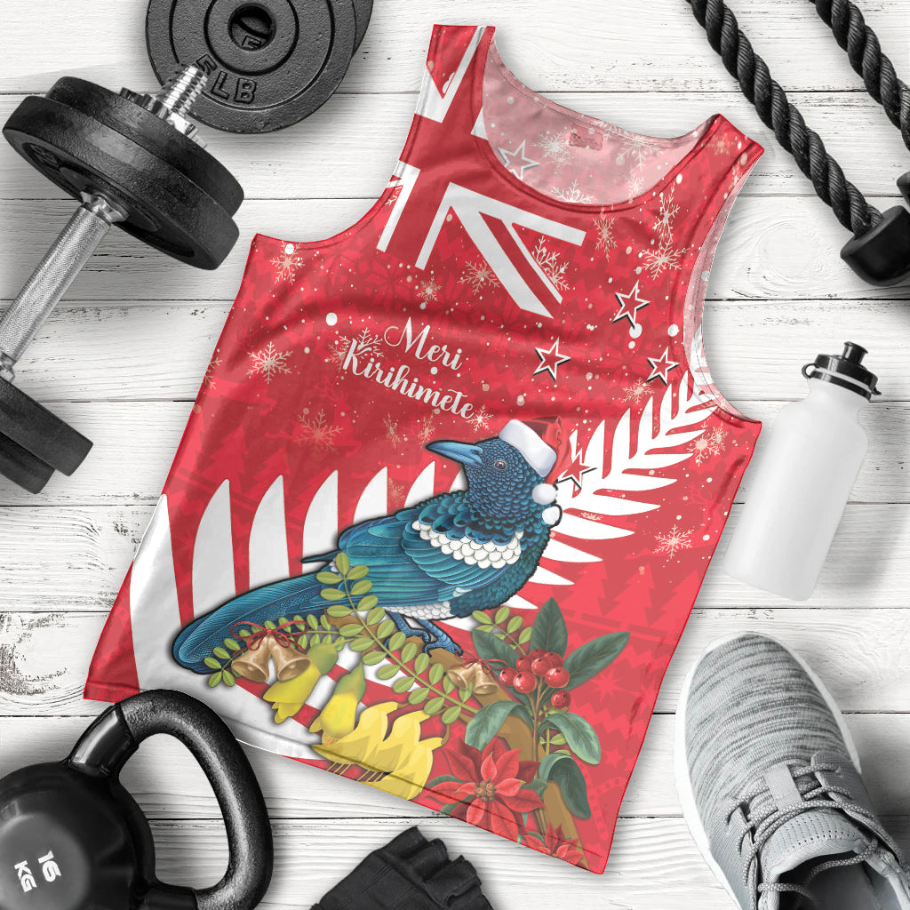 New Zealand Christmas In July Men Tank Top Tui Bird With Kowhai Meri Kirihimete LT14 - Polynesian Pride