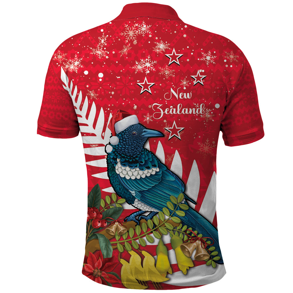 New Zealand Christmas In July Polo Shirt Tui Bird With Kowhai Meri Kirihimete LT14 - Polynesian Pride
