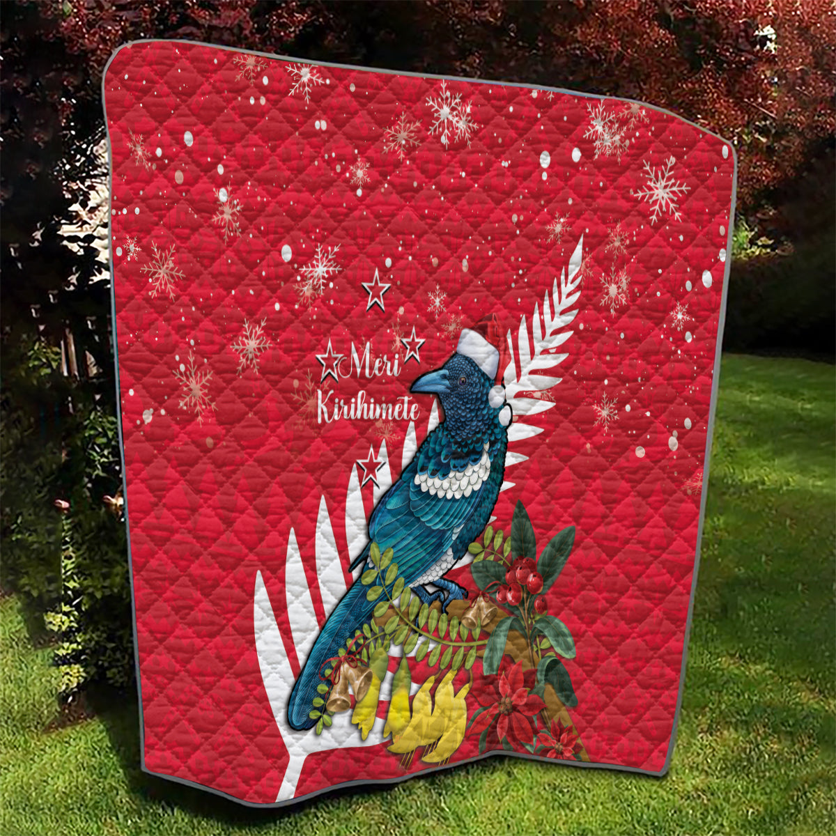 New Zealand Christmas In July Quilt Tui Bird With Kowhai Meri Kirihimete LT14 - Polynesian Pride