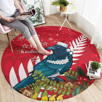 New Zealand Christmas In July Round Carpet Tui Bird With Kowhai Meri Kirihimete LT14 - Polynesian Pride