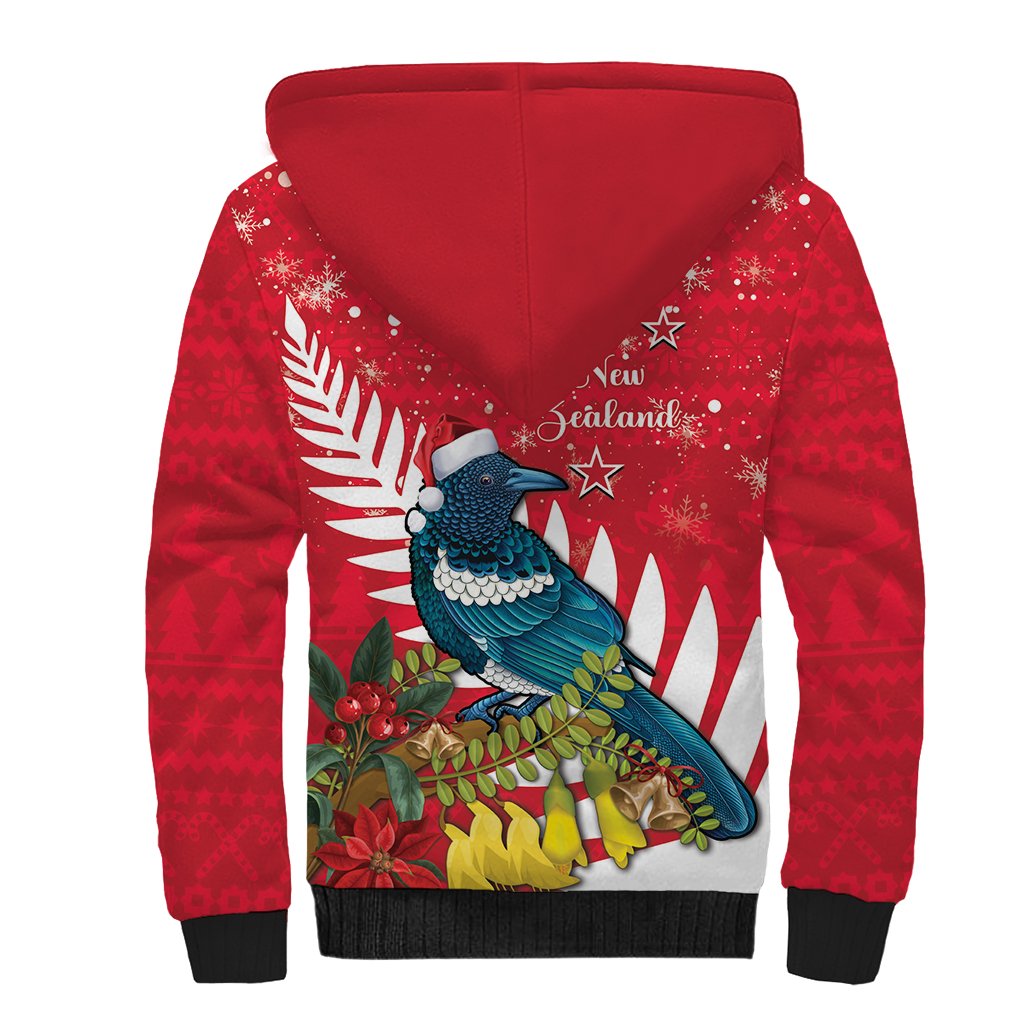 New Zealand Christmas In July Sherpa Hoodie Tui Bird With Kowhai Meri Kirihimete LT14 - Polynesian Pride