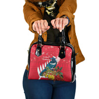 New Zealand Christmas In July Shoulder Handbag Tui Bird With Kowhai Meri Kirihimete LT14 One Size Red - Polynesian Pride