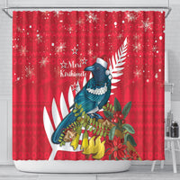 New Zealand Christmas In July Shower Curtain Tui Bird With Kowhai Meri Kirihimete LT14 - Polynesian Pride