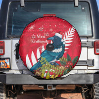 New Zealand Christmas In July Spare Tire Cover Tui Bird With Kowhai Meri Kirihimete LT14 Red - Polynesian Pride