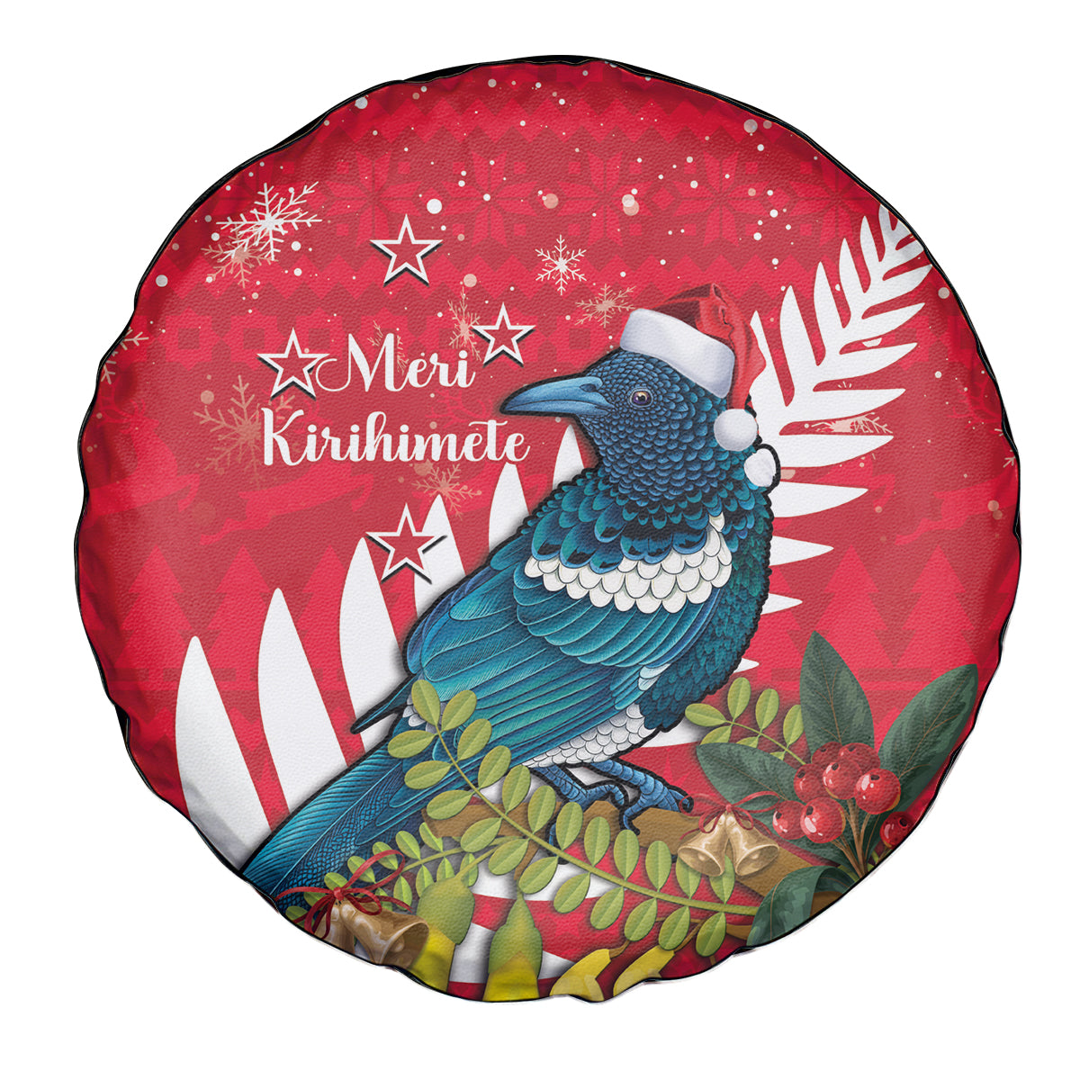 New Zealand Christmas In July Spare Tire Cover Tui Bird With Kowhai Meri Kirihimete LT14 - Polynesian Pride