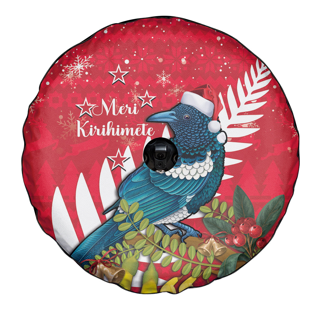 New Zealand Christmas In July Spare Tire Cover Tui Bird With Kowhai Meri Kirihimete LT14 - Polynesian Pride