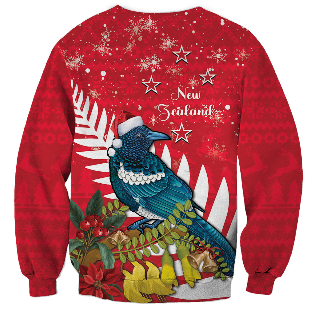 New Zealand Christmas In July Sweatshirt Tui Bird With Kowhai Meri Kirihimete LT14 - Polynesian Pride
