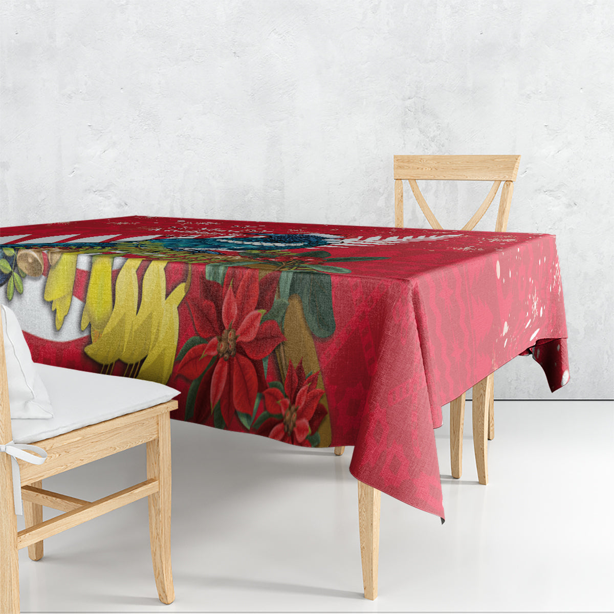 New Zealand Christmas In July Tablecloth Tui Bird With Kowhai Meri Kirihimete LT14 - Polynesian Pride