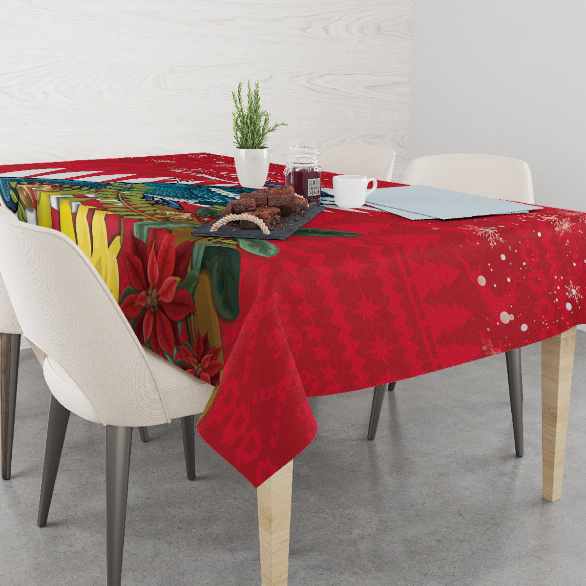 New Zealand Christmas In July Tablecloth Tui Bird With Kowhai Meri Kirihimete LT14 - Polynesian Pride