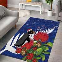 New Zealand Christmas In July Area Rug Fiordland Penguin With Pohutukawa Flower LT14 - Polynesian Pride