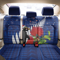 New Zealand Christmas In July Back Car Seat Cover Fiordland Penguin With Pohutukawa Flower LT14 - Polynesian Pride