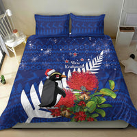 New Zealand Christmas In July Bedding Set Fiordland Penguin With Pohutukawa Flower LT14 - Polynesian Pride