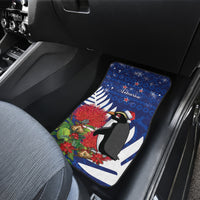 New Zealand Christmas In July Car Mats Fiordland Penguin With Pohutukawa Flower LT14 - Polynesian Pride
